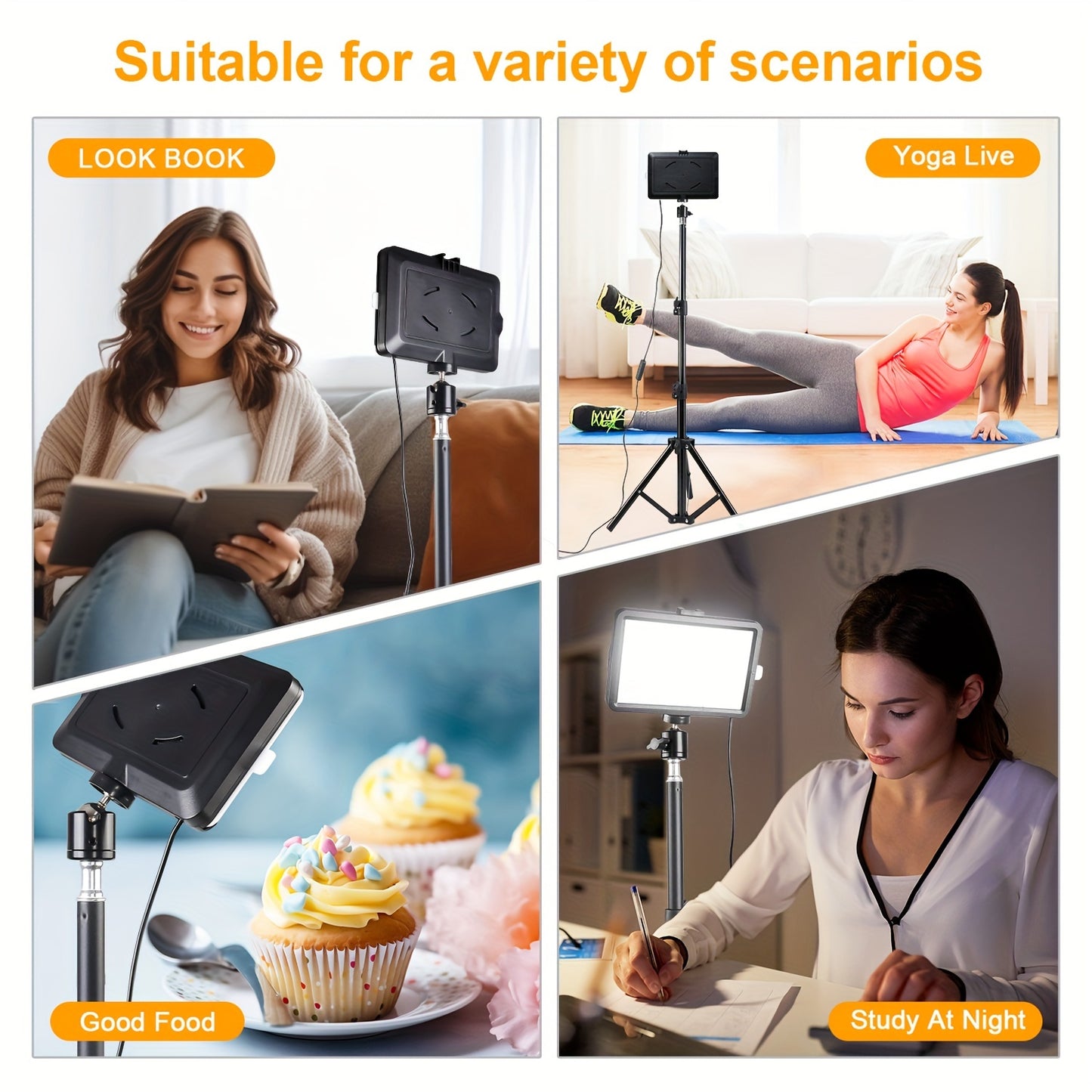 3pcs LED Fill Light, Video Fill Lamp Light 10.0 Inch With Adjustable Tripod Stand 43.3 Inch Bracket, For Photo Studio Group Selfie Live Streaming Photography Makeup Meeting