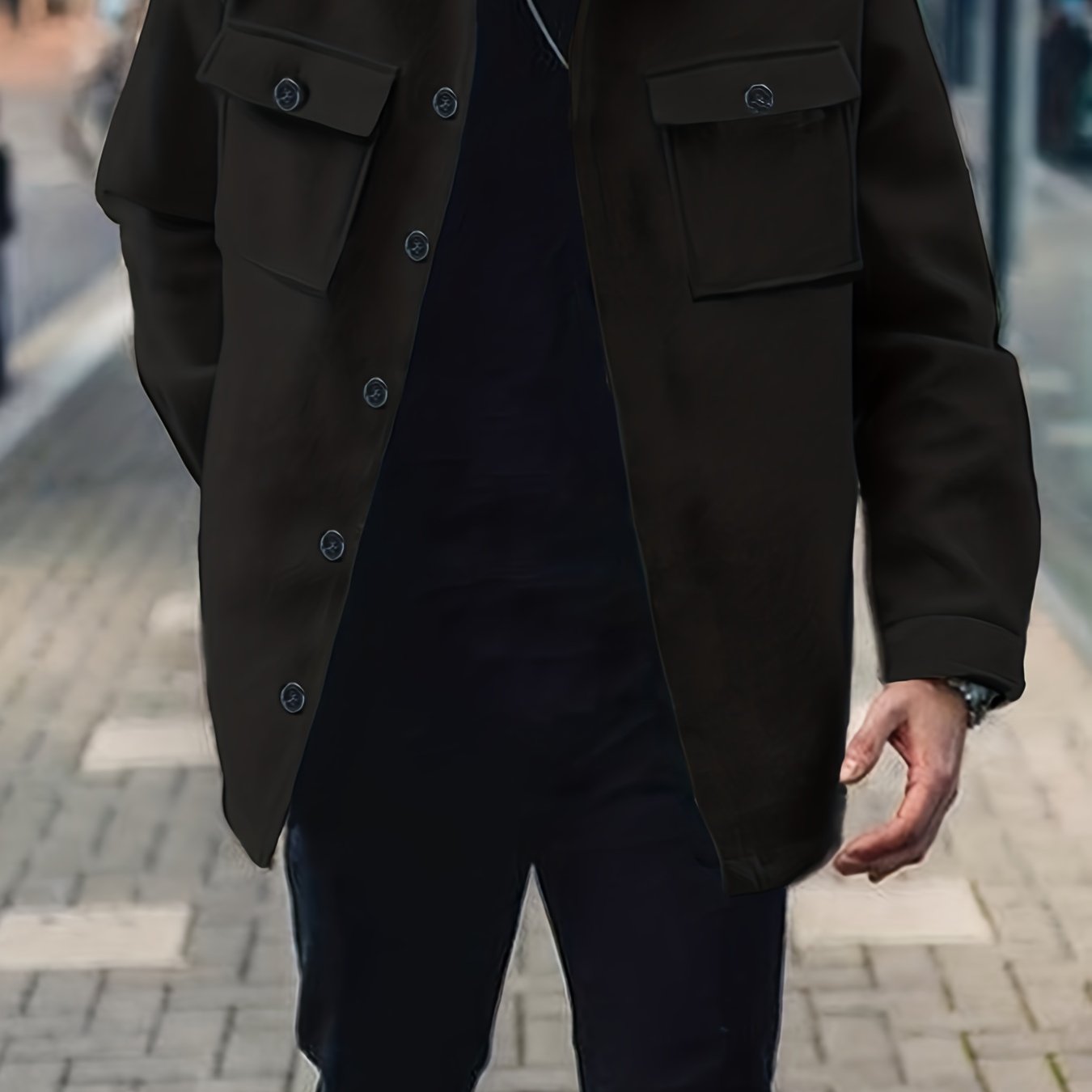 Men's Fashion Solid Fleece Jacket With Pockets For Spring\u002Fautumn, Oversized Causal Coat For Big & Tall Males, Plus Size