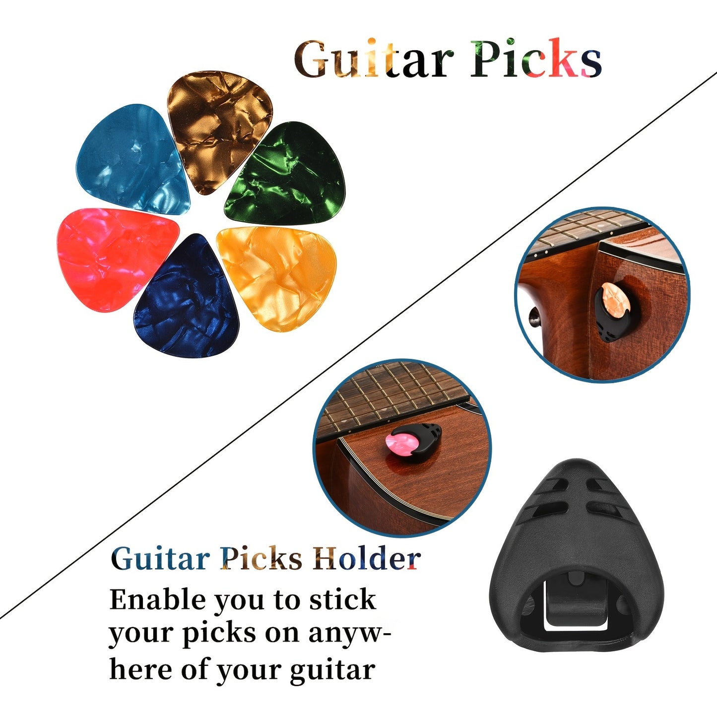 Guitar Tuner, Guitar Accessories with Guitar Picks, Guitar Capo, Capo for Acoustic Guitar, Bass, Ukulele, Buzzing-Free, Quick Release, Guitar Tuner Clip on for Guitar, Violin, Bass, Ukulele Chromatic