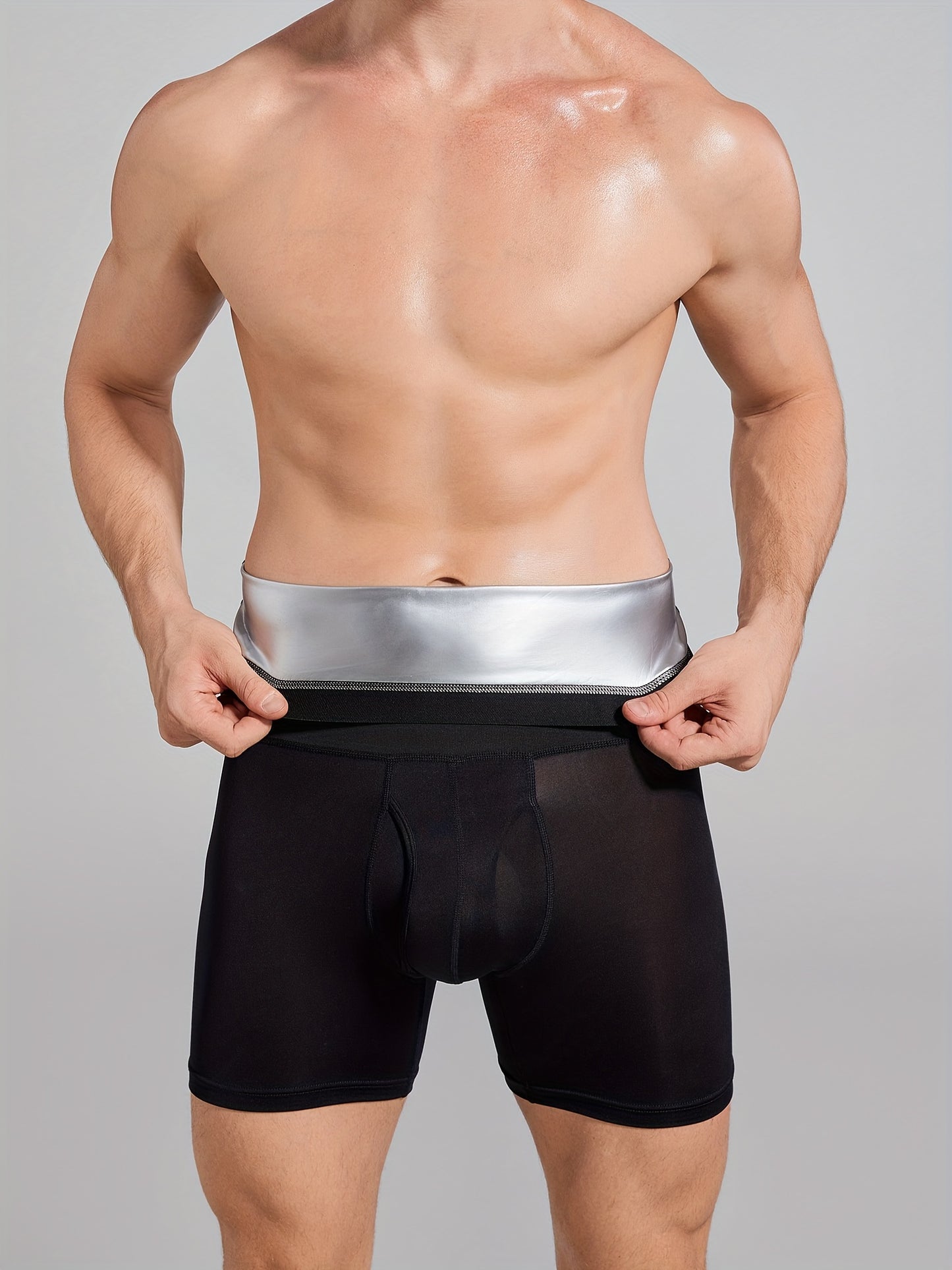 Shorts modeladores de cintura alta masculina, modelador de corpo de compressão, body de emagrecimento com controle de barriga