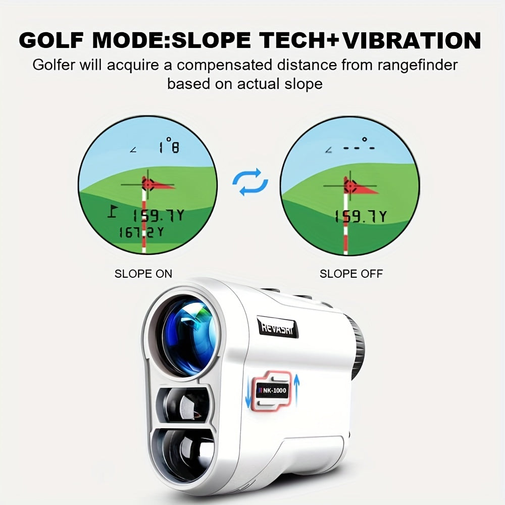 REVASRI Golf Rangefinder With Slope And Pin Lock Vibration, External Slope Switch For Golf Tournament Legal, Rangefinders With Rechargeable Battery 1000YDS Laser Range Finder