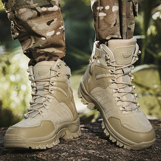 Men's Trendy High Top Lace Up Tactical Boots, Casual Outdoor Training Military Shoes With Assorted Colors