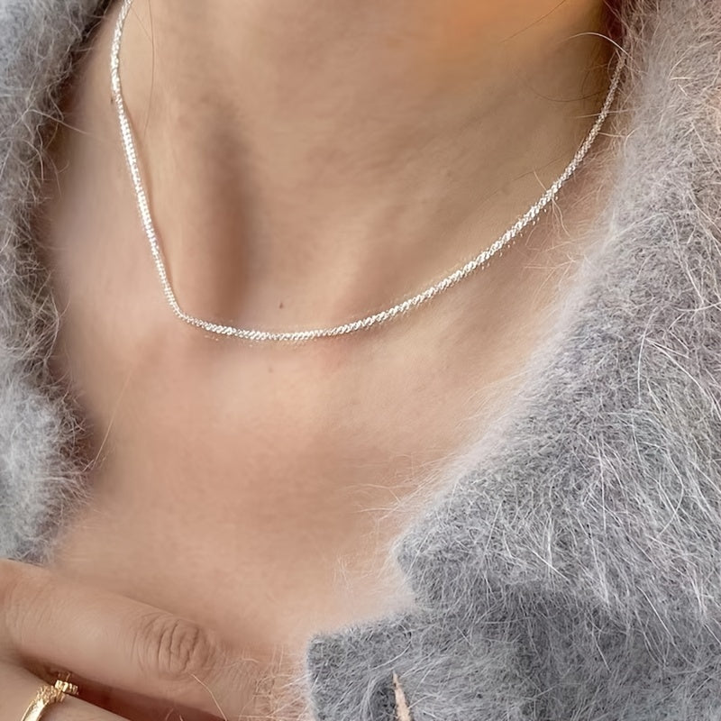 925 Sterling Silver Necklace Female Silver Chain Without Pendant 925 Clavicle Chain Naked Chain Galaxy Chain Thin Chain Stacked