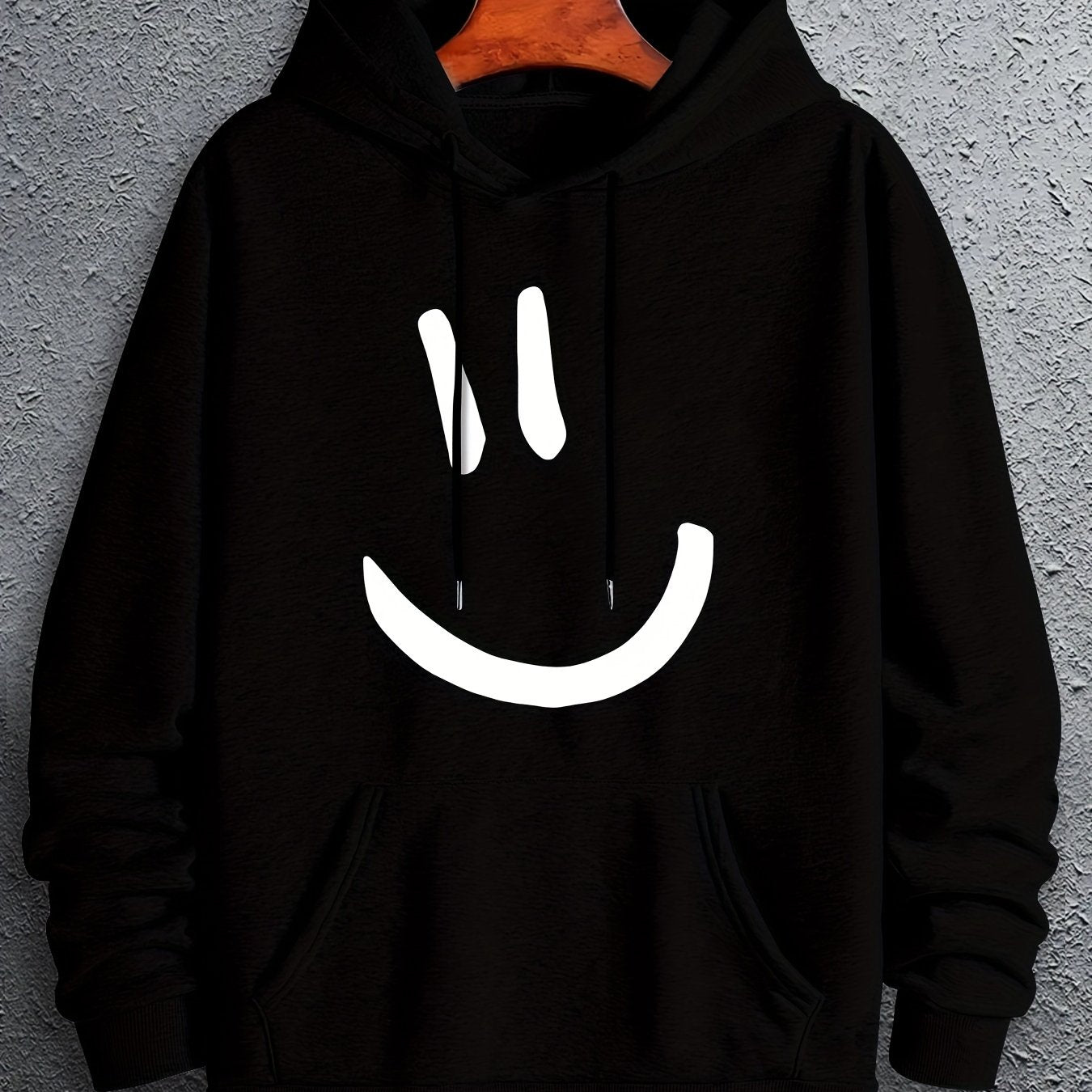 Men's Hoodies, Cute Smile Face Graphic Print Hooded Sweatshirt For Spring\u002Fautumn, Sports Workout Tops For Males, Men's Clothing, Plus Size