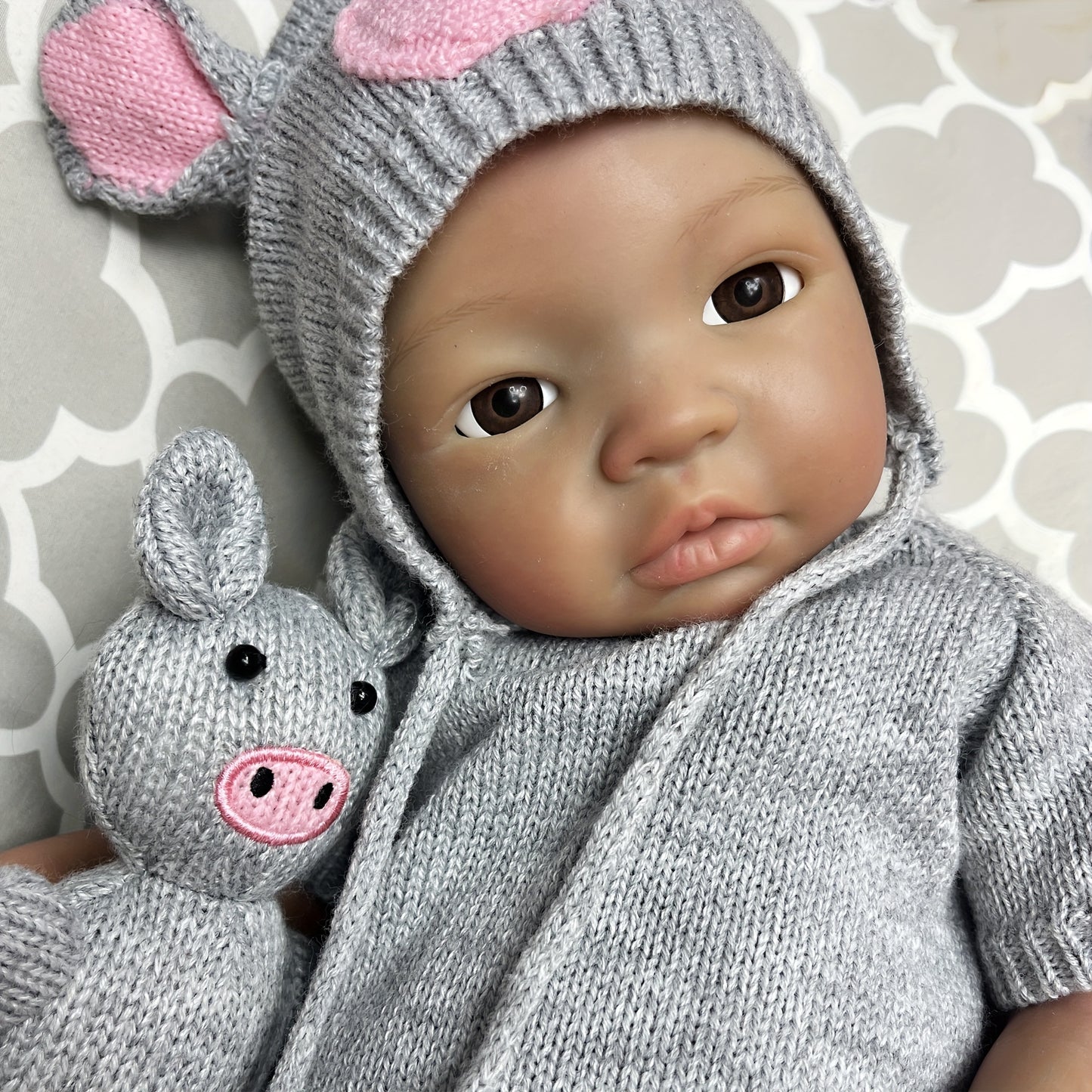 45cm\u002F18Inch Dark Skin Solid Silicone Reborn Girl With Artist Oil Painted Skin, Whole Body Soft Platinum Silicone Newborn Baby Doll Can Bath, Reborn Doll Toy