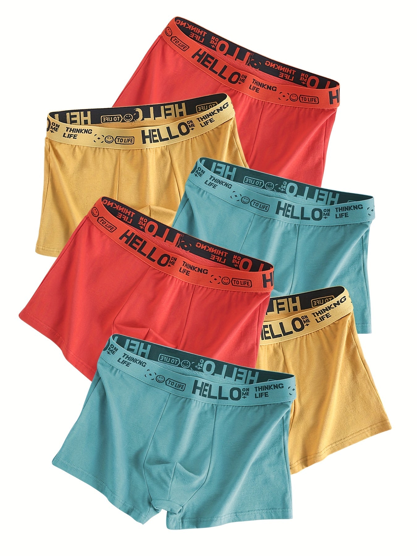 6pcs Calzoncillos boxer elásticos de algodón transpirable para hombres Color sólido Calzoncillos de algodón transpirable Ropa interior