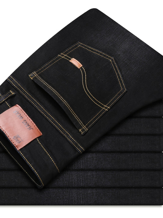 Jeans semi-formais masculinos, jeans stretch de design clássico chique para negócios