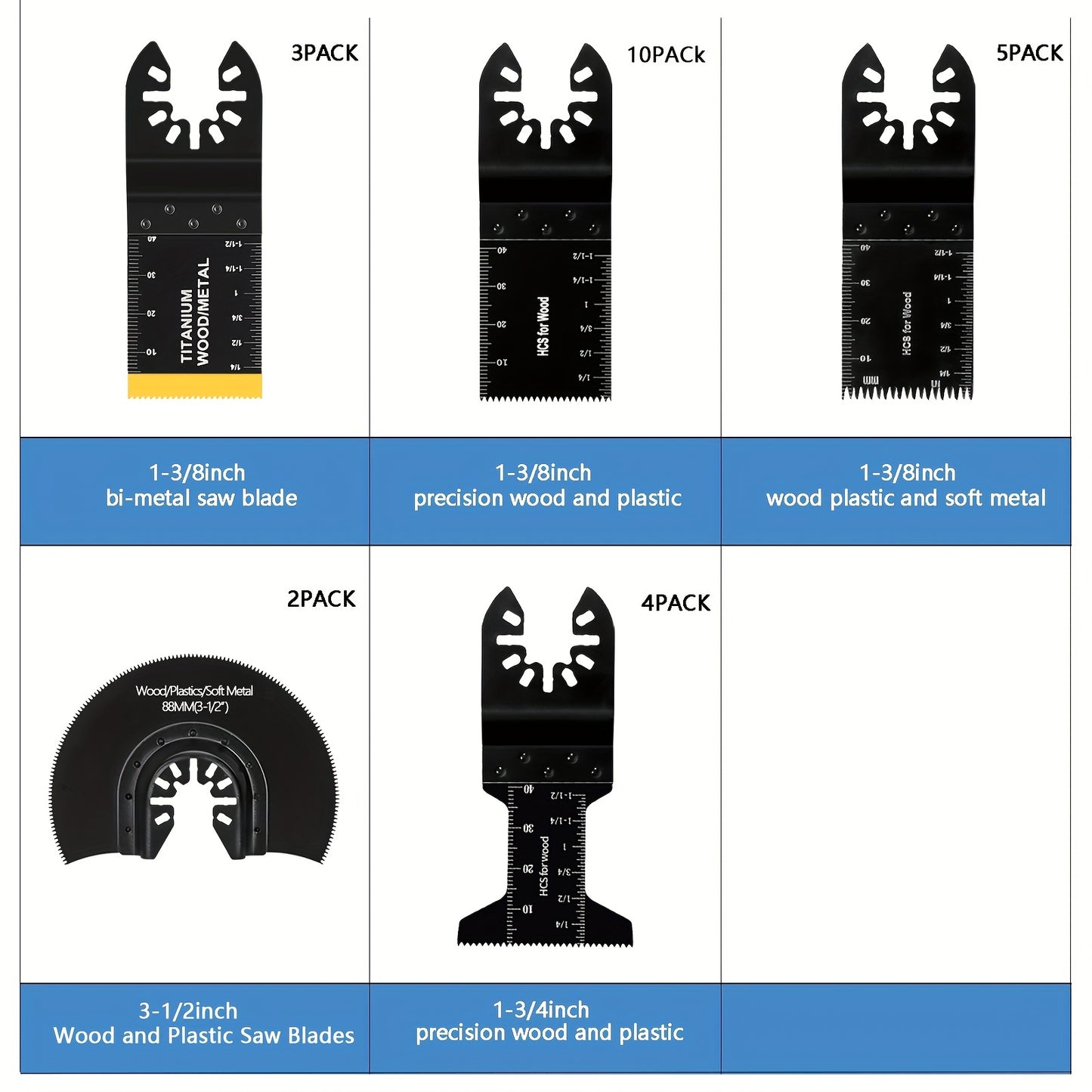 24pcs Oscillating Saw Blades, Quick Release Universal Oscillating Tool Blades, Wood Plastics And Metal Multitool Blade Kits Fit Dewalt Rockwell Milwaukee Makita Ryobi