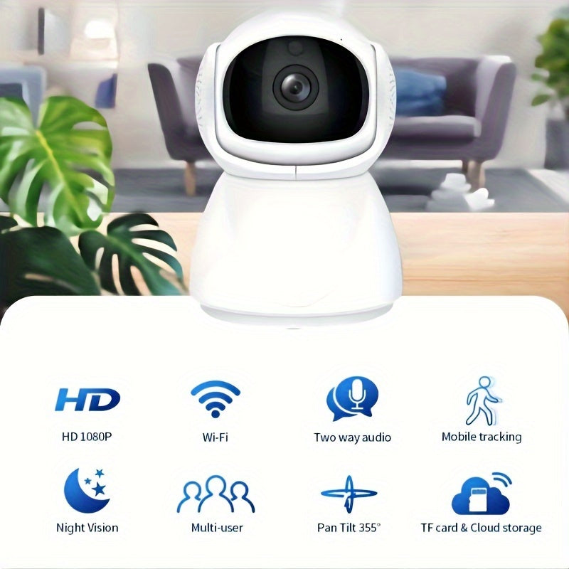 1pc Intelligent 1080P 5Ghz Indoor Camera, Dual Band WiFi, Automatic Tracking Sound Detection, Secure CCTV Video, Monitor Indoor Wireless IP Camera, Halloween Gift, Thanksgiving Gift, Christmas Gift