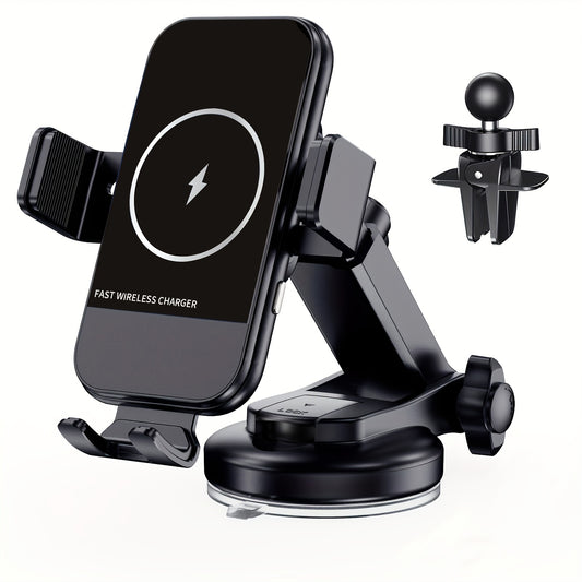 Wireless Car Charger, 15W Qi Fast Charging Auto Clamping Car Charger Phone Mount, Dashboard Air Vent Phone Holder, For IPhone 14\u002F13\u002F12\u002F11\u002FX, For Samsung For Galaxy S22+\u002FS21\u002FS10\u002FNote 20