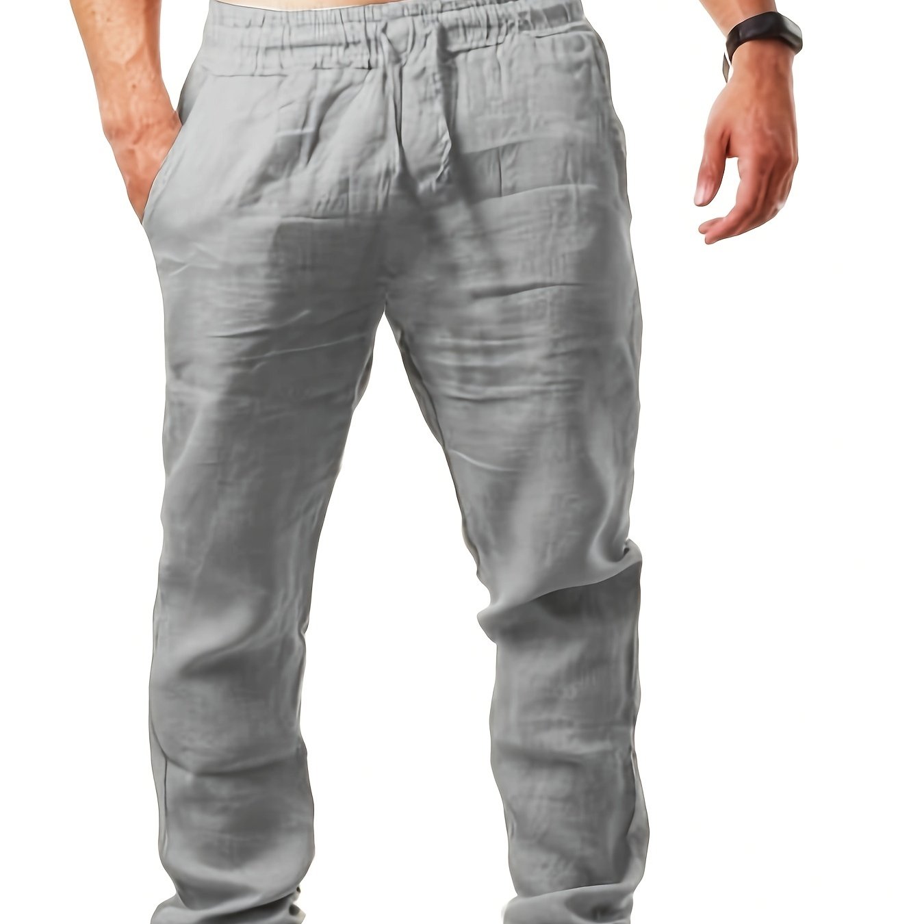 Color sólido cordón Pantalones de chándal Loose fit hombres casual joggers para primavera otoño