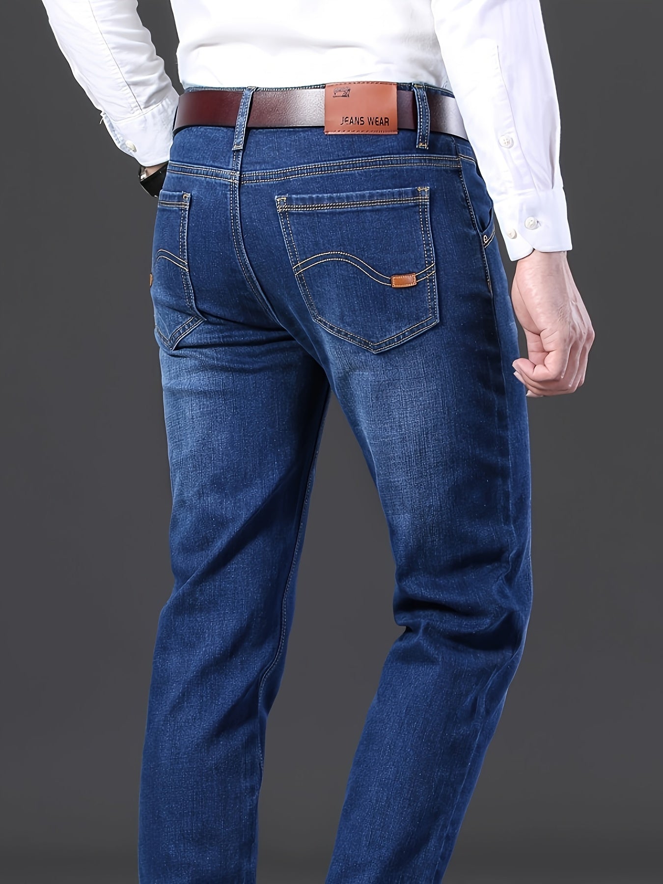 Men's Semi-formal Jeans, Chic Classic Design Stretch Jeans For Business