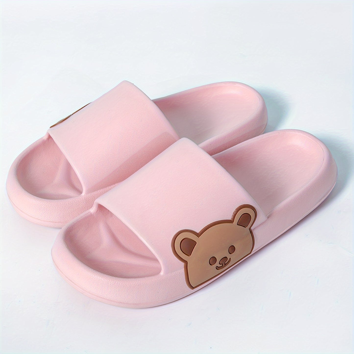 Cute Cartoon Bear Unisex Slide Shoes, Casual Soft Sole EVA Bathroom Shoes, Anti-Slip & Anti-Odor Slides