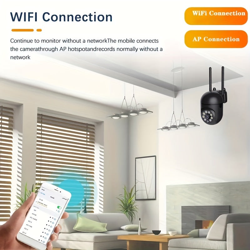 Câmera de segurança residencial inteligente: câmera HD 1080P Wifi Ball com dupla frequência, compatível com Alexa e Google Home, detecção de movimento e áudio bidirecional, sem necessidade de cartão TF\u002FSD