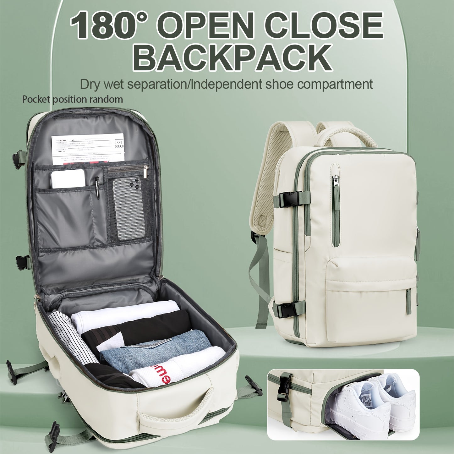 Large Capacity Expandable Backpack, Casual Business Computer Bag, Multi Functional Travel Business Trip Bag