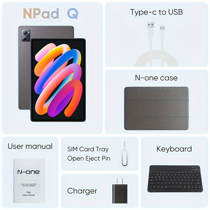 N-one Npad Q 10.1 Inch IPS Screen, MTK8183 Octa-Core 2.0Ghz, 6GB+6GB RAM 128GB ROM, Camera 5MP+13MP, For Android 13, 6600mAh Battery, Free Gift For Case And Keyboard