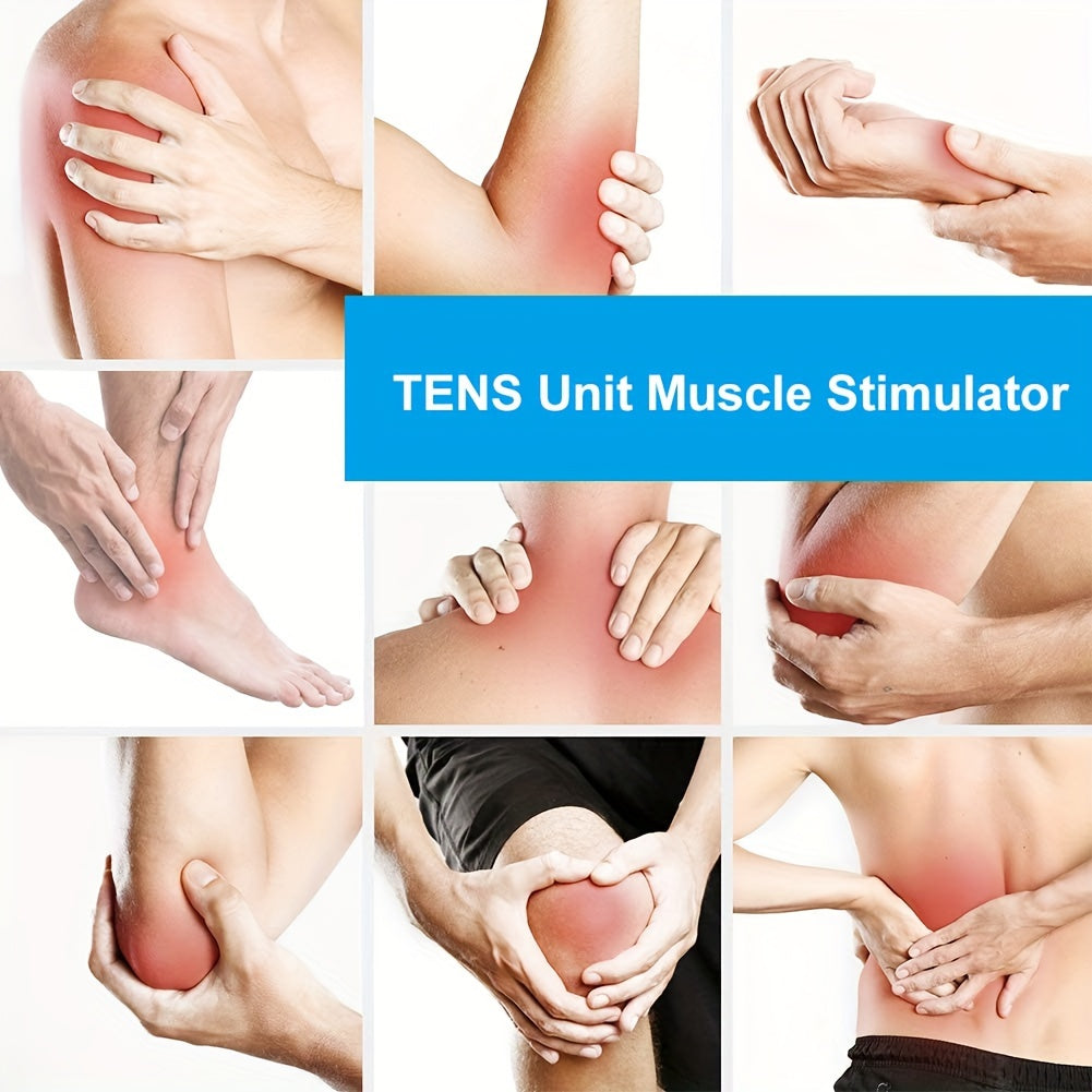 11pcs conjunto de máquina massageadora muscular de unidade TENS de canal duplo com 16 modos, portátil recarregável 20 níveis de máquina TENS de intensidade com 4pcs 2\