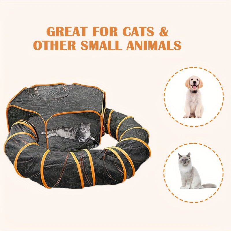 Portable Cat Enclose Tunnel Dog Training Tunnel Foldable Storage Tunnel Pet Toys Play Tunnels For Cat Interactive Toy