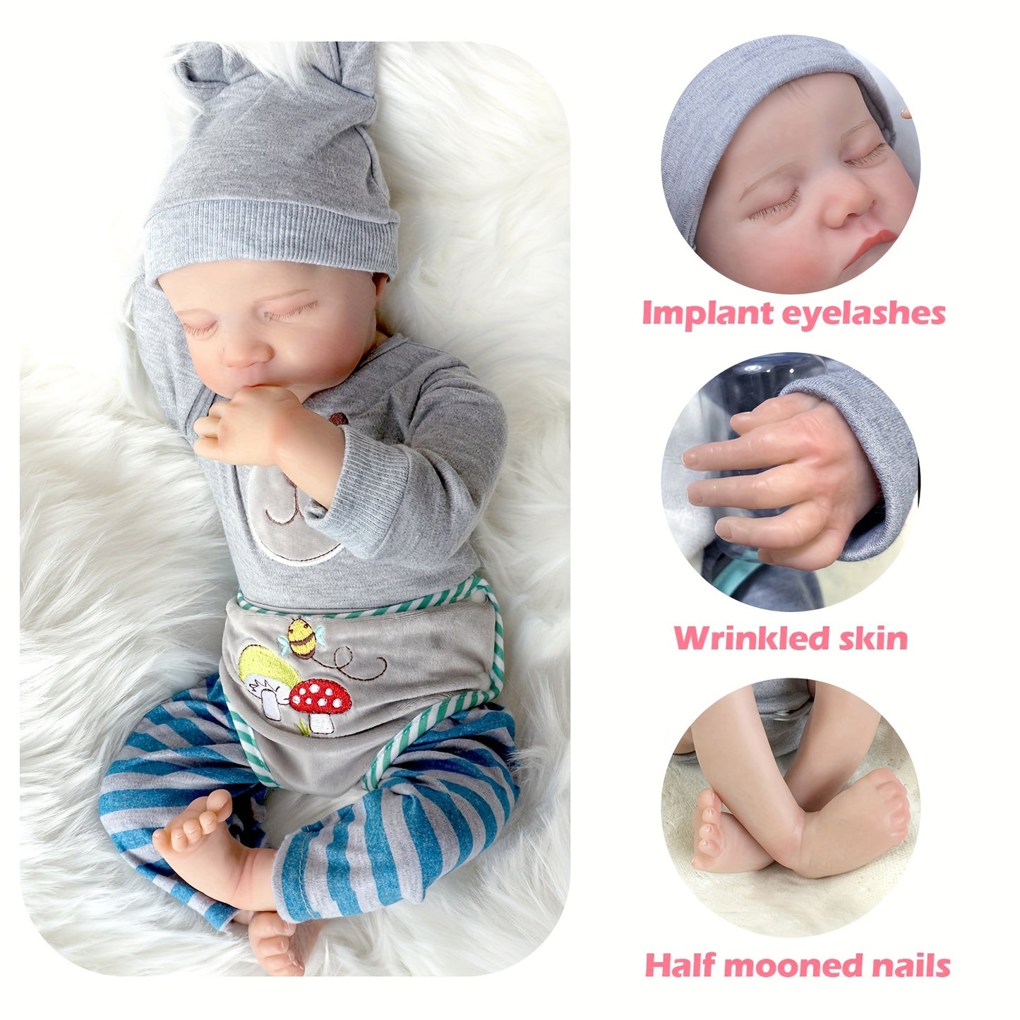 Reborn Baby Dolls 19inch\u002F47cm Sleeping Newborn Baby Dolls Soft Colth Body Reborn Baby Boy Gift For Kids