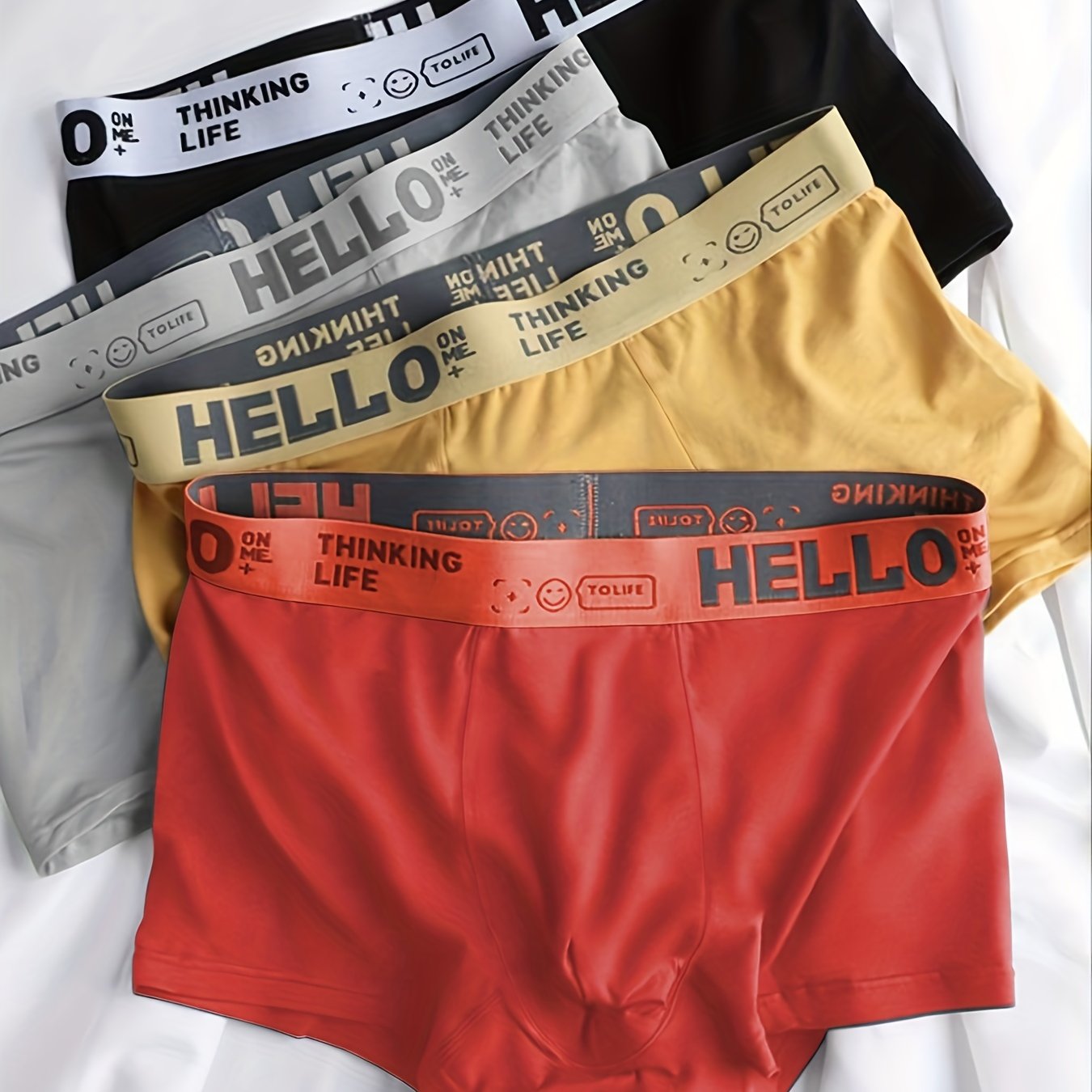 4Pcs Men's cotton Breathable Stretch Boxer Briefs Underwear