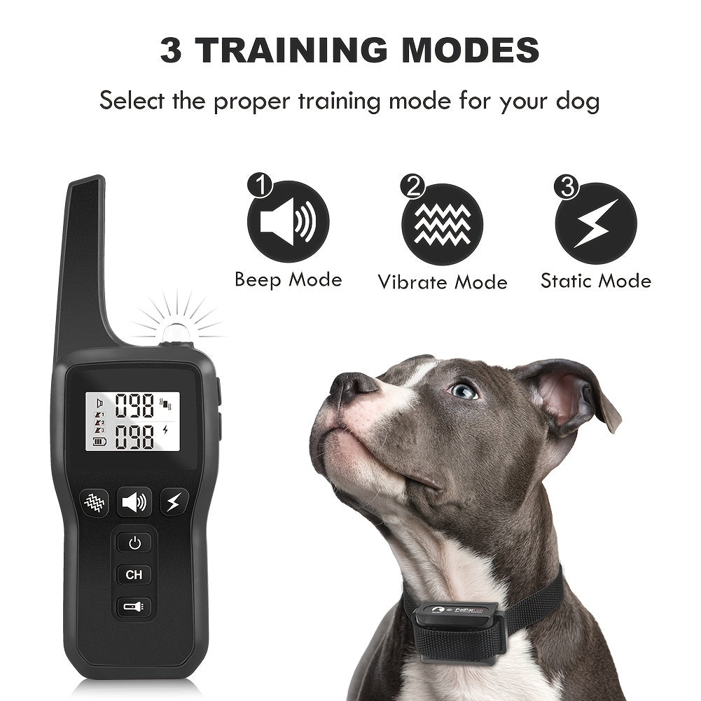 Collar de choque impermeable para perros con rango remoto de 3280 pies y 3 modos de entrenamiento para propietarios de perros múltiples