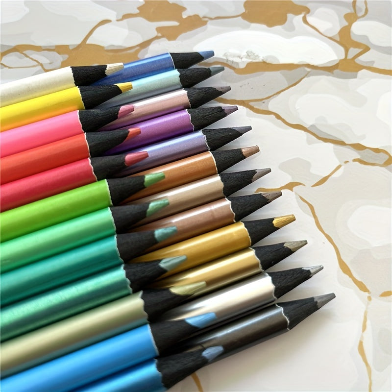 24 Vibrant Metallic Colored Pencils - Unleash Your Creativity with These Art Supplies!