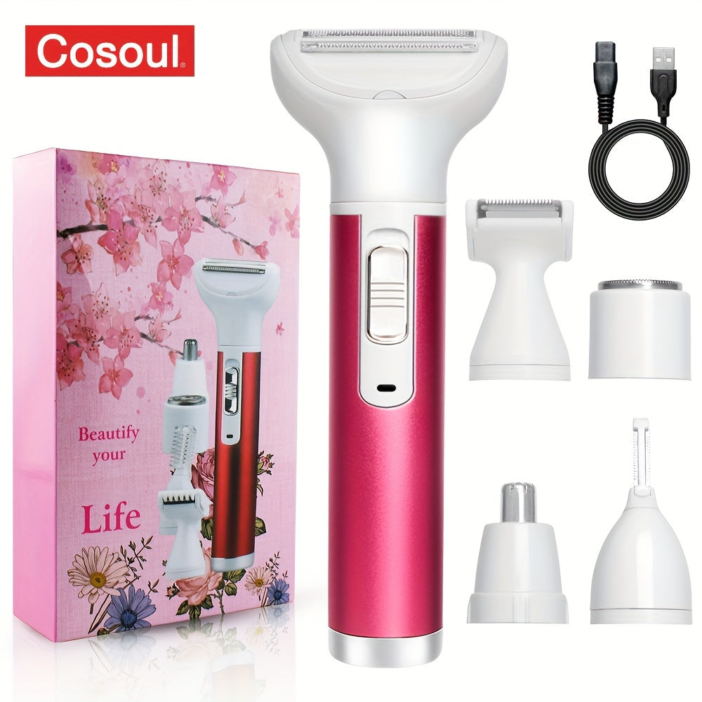 5in1 Women Shaver Electric Epilator Facial Hair Removal Armpit Hair Leg Hair Arm Hair Pubic Hair Bikini Hair Nose Hair Trimmer Eyebrow Hair Trimmer Painless