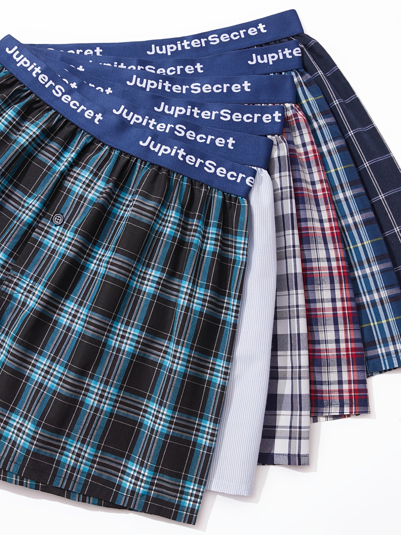 JupiterSecret 6\u002F10 Pcs Men's Woven Boxer Shorts Elastic Waistband Random Color