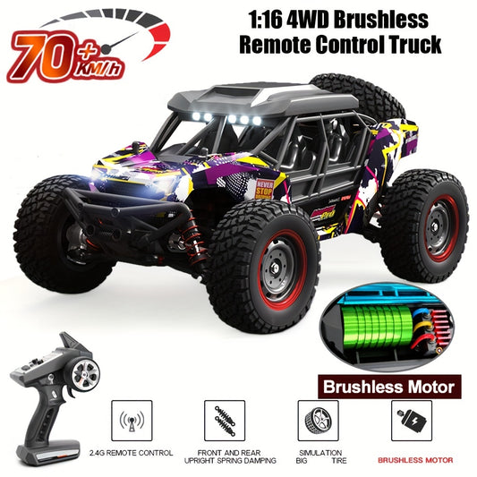 Brushless RC Cars 70KM\u002FH High Speed Remote Control Car 4WD 1:16 Scale Off-road Truck With LED Lights For Kids Adults, All Terrain Off Road Truck Toys Gifts For Boys