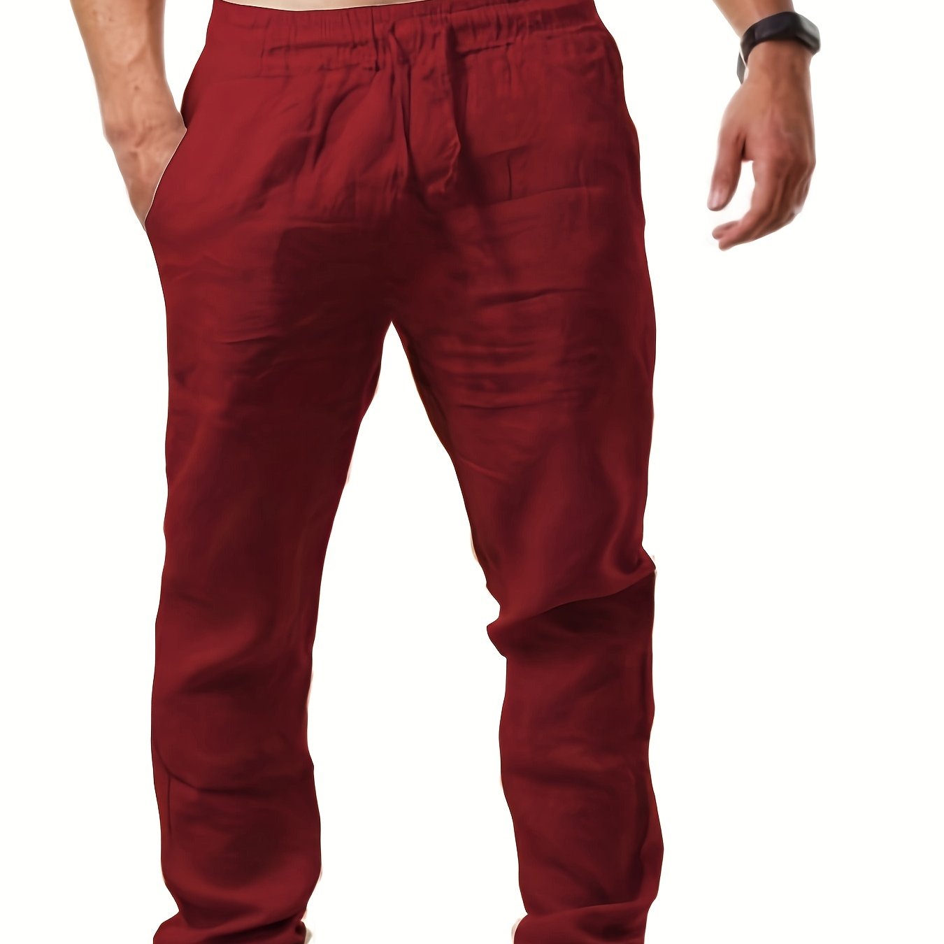 Solid Color Drawstring Sweatpants Loose Fit Pants Men's Casual Joggers For Spring Autumn