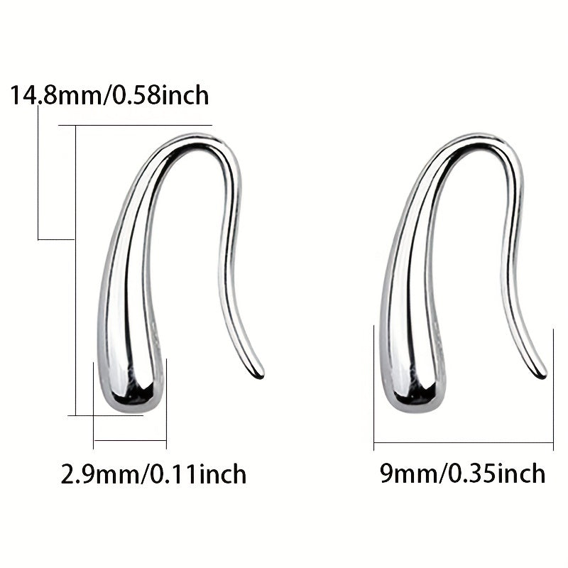 Sterling 925 Silver Jewelry Droplet Design Hook Earrings Simple Luxury Style Delicate Gift For Women Girls