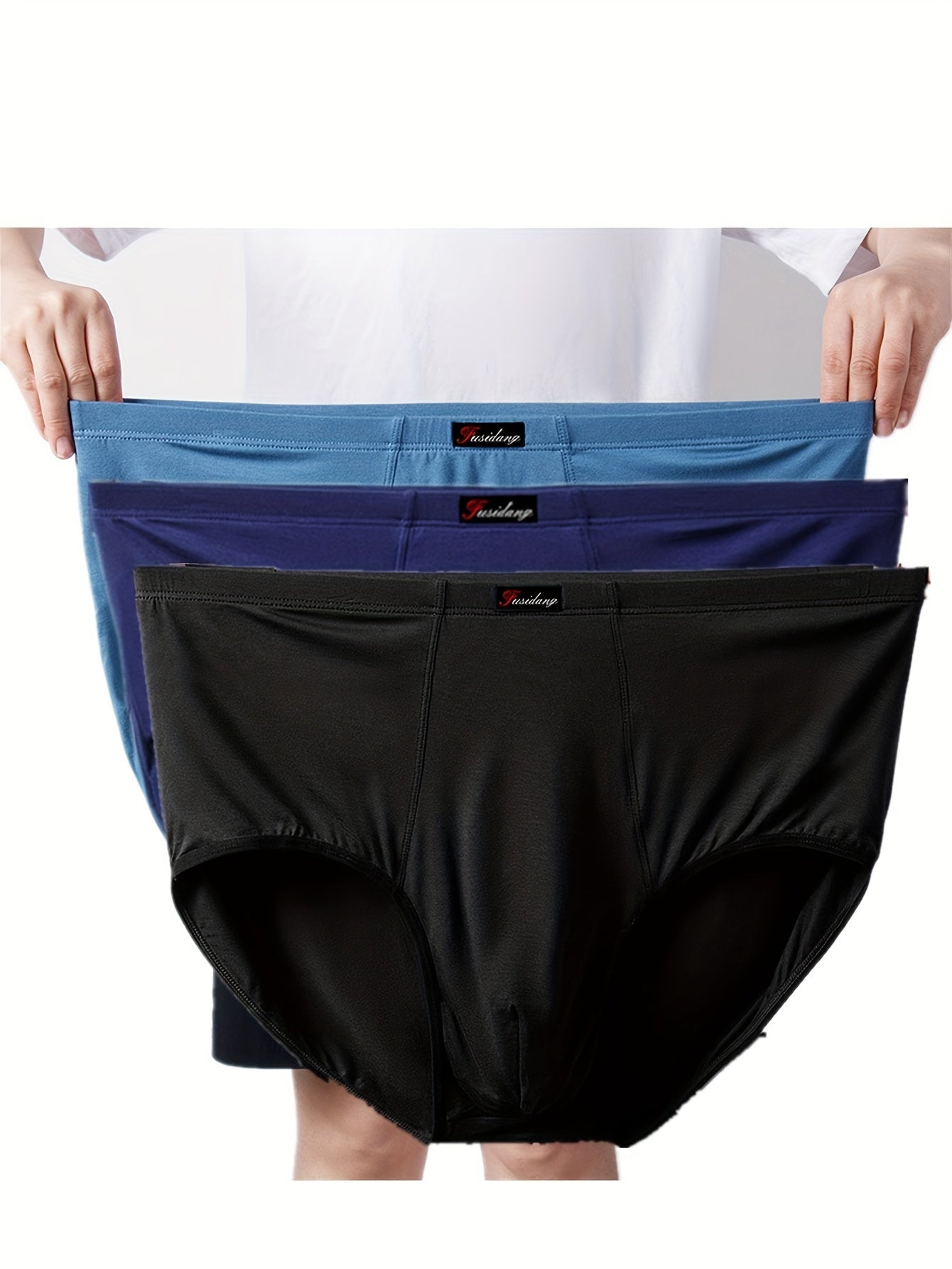 3\u002F4pcs Plus Size Men's Underwear, Casual Loose Breathable Comfy Quick-drying Elastic Briefs, Modal Underpants