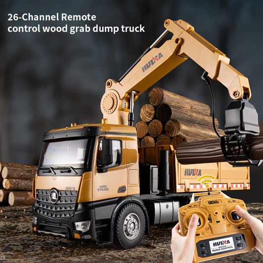 3-in-1 1:14 Twenty-six Channels Extra Large Alloy Remote Control Dump Truck,Construction Vehicle Toy With Two Grabbers And One Hanging Hook