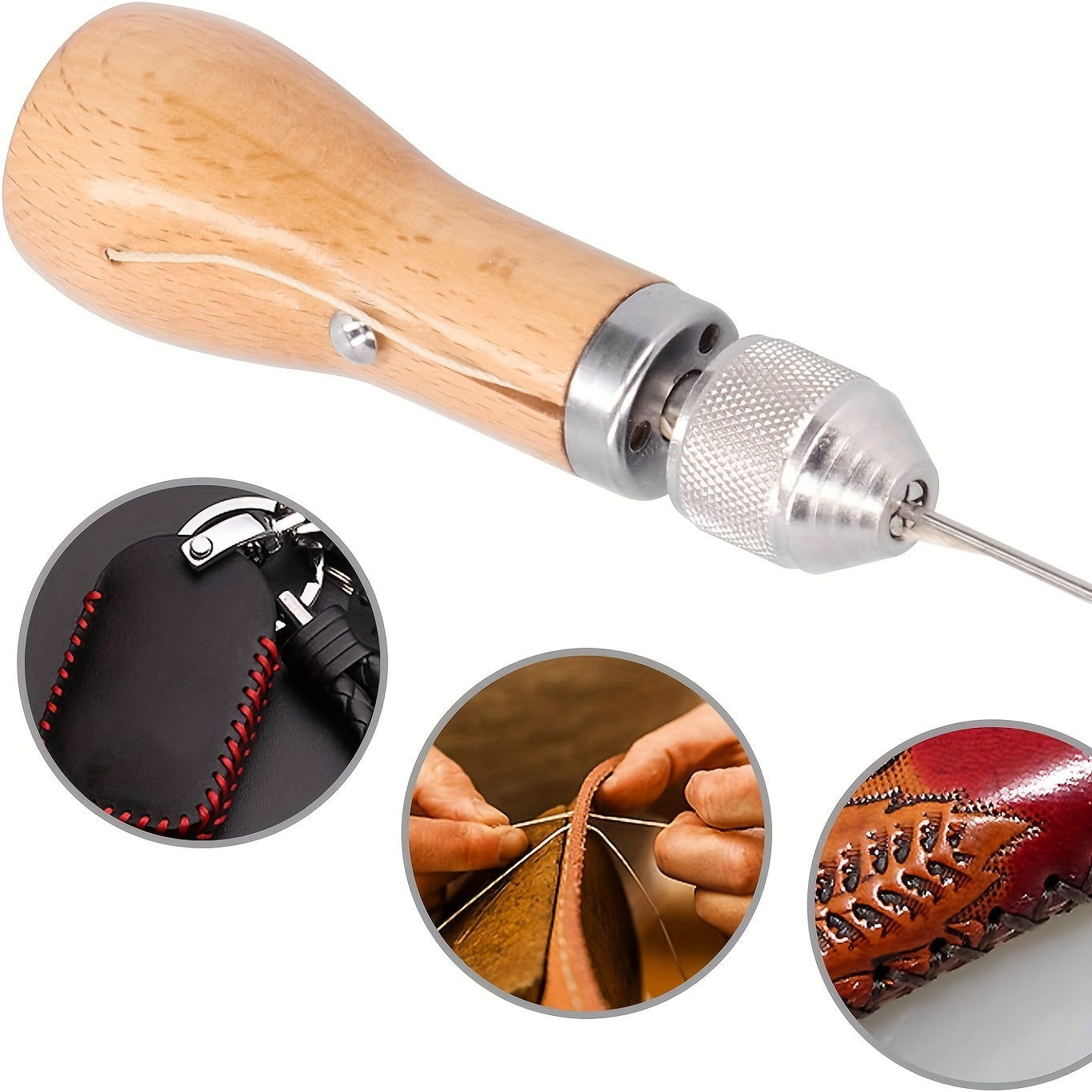 1pc Sewing Awl Kit Portable Leather Sewing Awl Kit Including Handheld Sewing Repair Awl Straight Threads With Small Screwdriver For DIY Craft Leather Canvas Repair Saddles Coat Seat