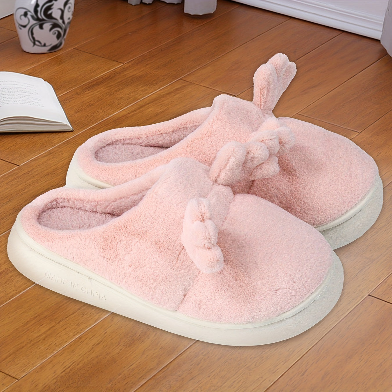 Cute Cartoon Design Slippers, Casual Slip On Plush Lined Shoes, Comfortable Indoor Home Slippers