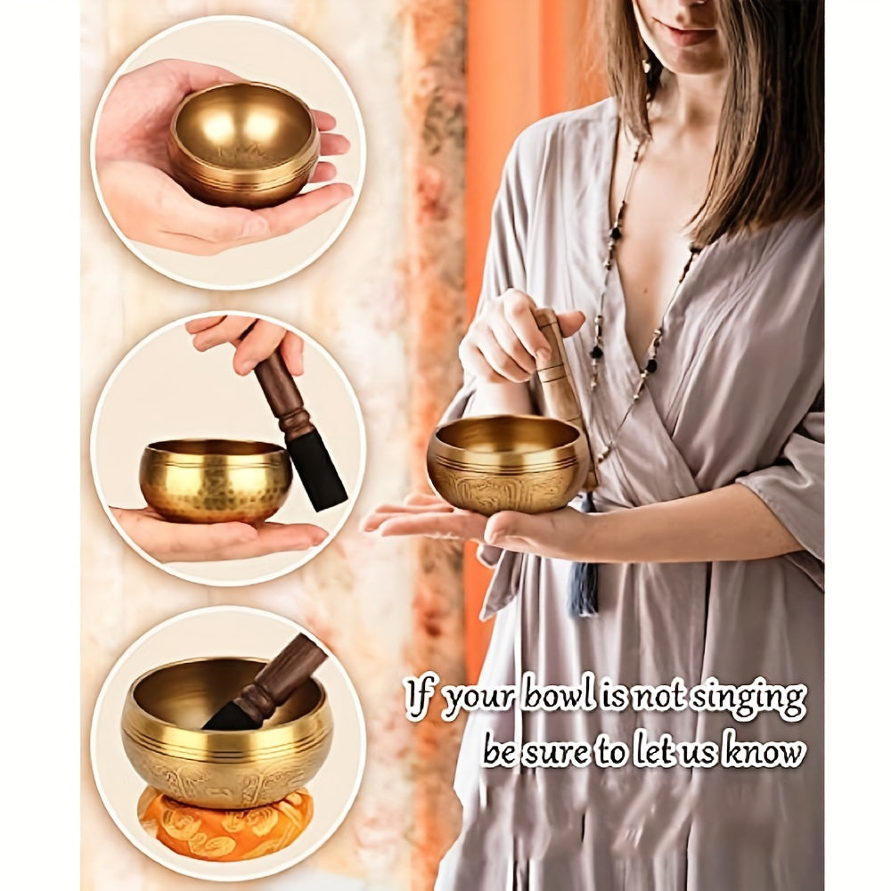 Singing Bowls Set-100% Hand-hammered Sound Bowl For Meditation, Yoga, Chakra, Meditation Accessories, Unique Gifts For Women, Men