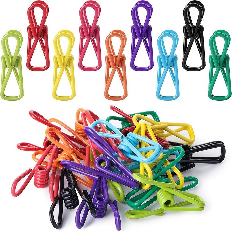 10pcs Chip Clips - Utility PVC-Coated Steel Clips For Sealing Food Packages, Chips Bags, Clothes & Paper - Pack Of 10 (Random Color)