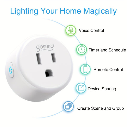 Gosund Mini Smart Plug, Wi-Fi Outlet Socket Works With Alexa And Google Home, Remote Control With Timer Function, No Hub Required, ETL FCC Listed (4 Pack),Only WiFi 2.4Ghz, American Plug