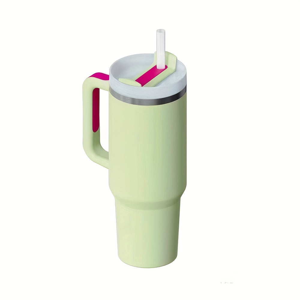 Grande tasse isolée en acier inoxydable de 40oz avec poignée portable et paille-Gardez les boissons froides pendant des heures, guidon double couche amélioré pour une prise en main confortable, conception étanche-Cadeau parfait pour les amateurs de plein 