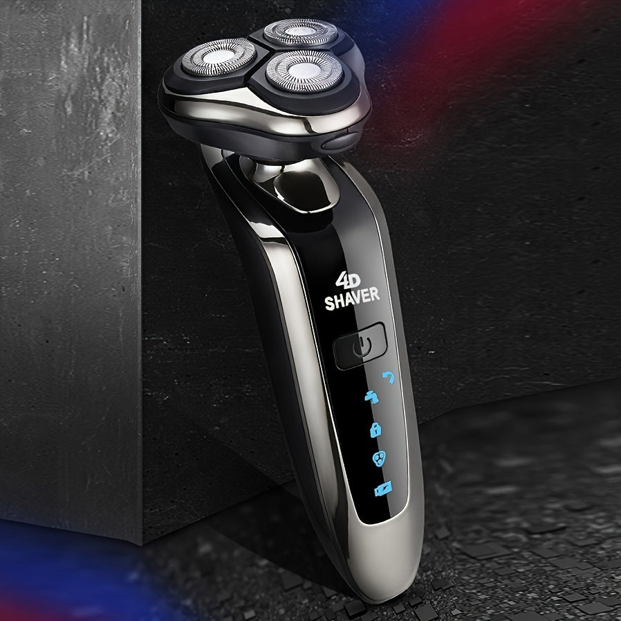 Rechargeable Waterproof Electric Shaver Razor for Men with Nose and Sideburn Trimmers and Face Cleaning Brush - Achieve a Smooth and Clean Shave