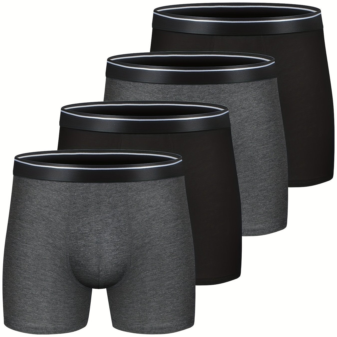 Paquete de 4 hombres de algodón transpirable cómodo suave elástico color liso calzoncillos boxer ropa interior