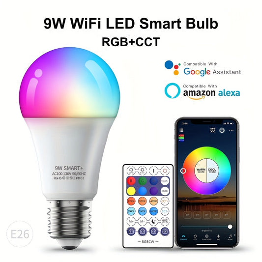 Intelligent WiFi BT RGBCW Dimming Color Memory Timing Remote Control Bulb Supports Alexa Voice Control Music Rhythm LED Smart Bulb