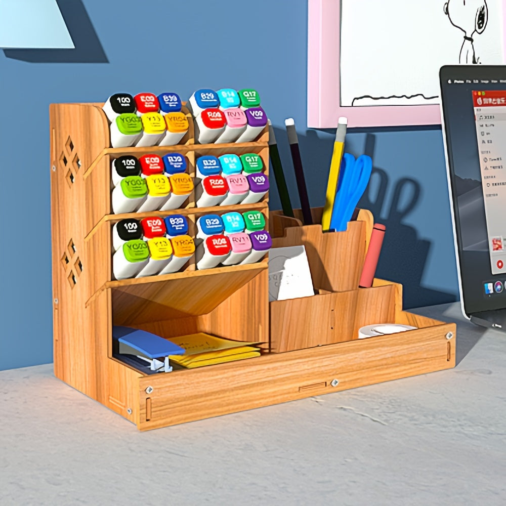 Organisez votre bureau avec cet organiseur de stylos en bois DIY – Porte-stylo multifonctionnel pour le bureau, l&#39;école et la maison !