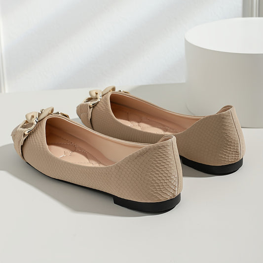 Women's Chain Decor Flat Shoes, Elegant Square Toe Slip On Shoes, Lightweight & Comfortable Shoes