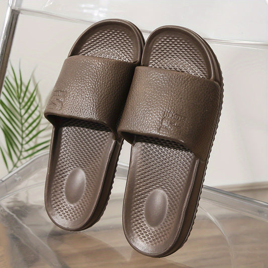 Simple Solid Color Slides, Casual Open Toe Soft Sole Shoes, Comfortable Indoor Home Bathroom Slides