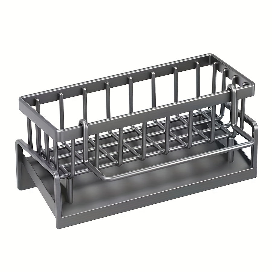 1pc Paño de plato y soportes de esponja, estante de almacenamiento de esponja de una sola capa con soporte de paño de plato, organizador de almacenamiento de ahorro de espacio de encimera, para cocina y baño sobre el fregadero, organizadores de cocina y a