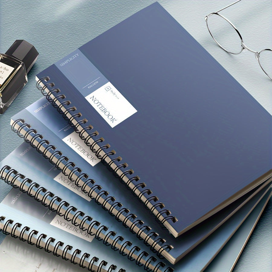 4pcs Gradient Blue Series A5 Spiral Notebook, 320 Pages Total Can Be Used