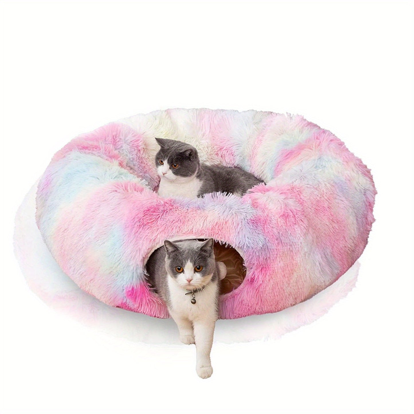 Warm plush cat and dog tunnel bed large tube playground toys foldable, suitable for indoor cats kittens puppies rabbits