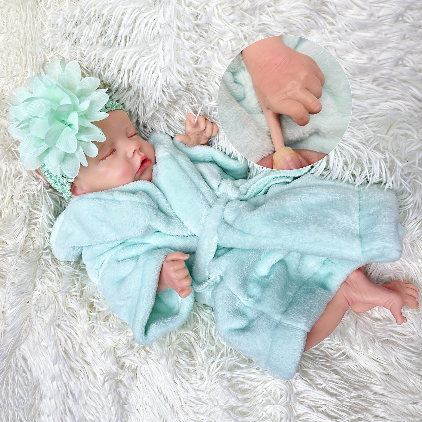 17.72 Inch Whole Soft Silicone Reborn Dolls, Painted Sleeping Realistic Full Body Soft Solid Silicone Reborn Dolls, Christmas Gift