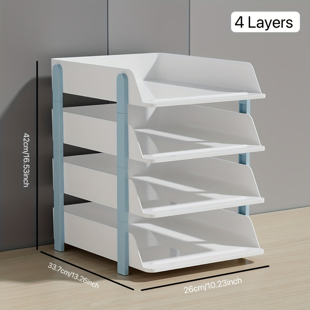 1pc Double-Layer Desktop Cosmetic Stationery Storage Holder Multifunction Craft Storage Box Cabinet For Kitchen Bathroom Office Dorm Storage Rack Office Home Supplies